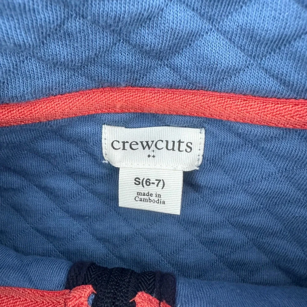 Crewcuts Quilted Pullover Kids Size 6-7 Blue Diamond Stitch Quarter Zip Sweater